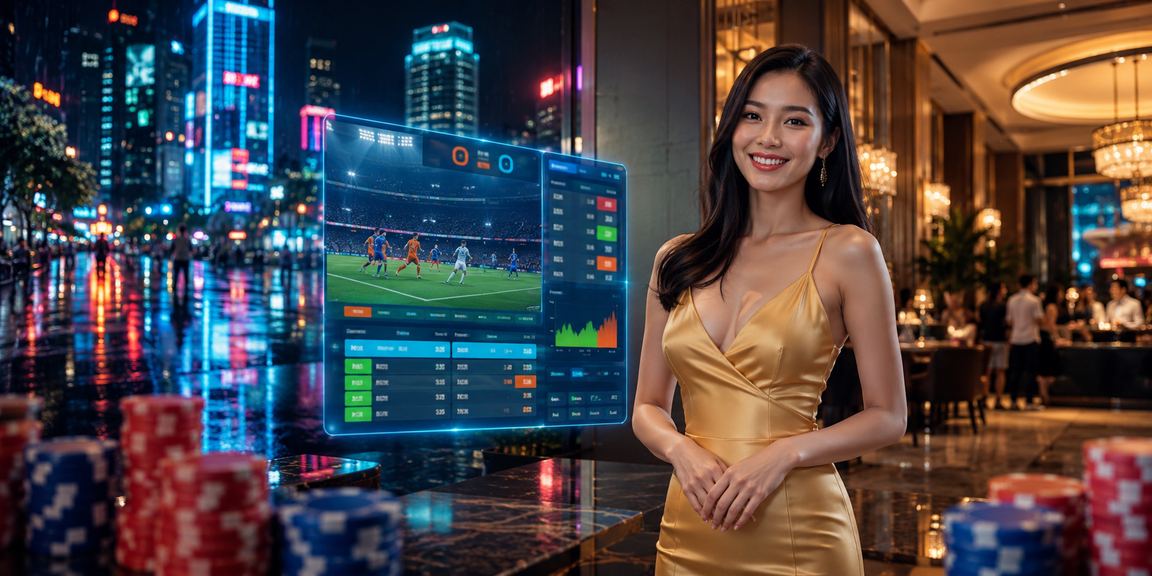 Người chơi dùng điện thoại cá cược casino tại TP. Hồ Chí Minh ban đêm với ánh đèn neon